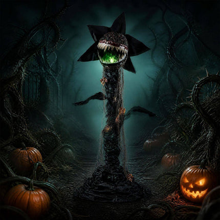 Animated Halloween Man-Eater Plant 6.2 ft with LED Mouth, Dark Green