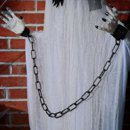 Pohyblivá halloweenská figurína – třesoucí se duch s červenýma očima