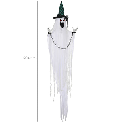 Pohyblivá halloweenská figurína – třesoucí se duch s červenýma očima