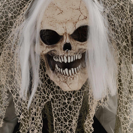 Pohyblivý halloweenský kostlivec duch s červenýma očima, 160 cm