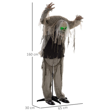 Pohyblivý halloweenský kostlivec duch s červenýma očima, 160 cm