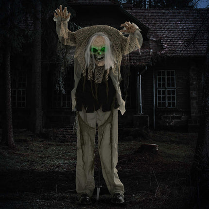 Pohyblivý halloweenský kostlivec duch s červenýma očima, 160 cm