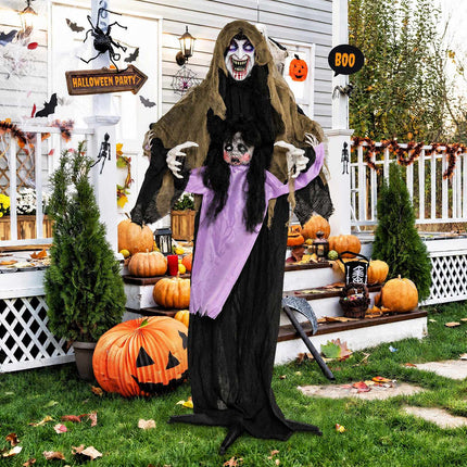Animated Halloween Vampire with LED Lights for Yard and Lawn