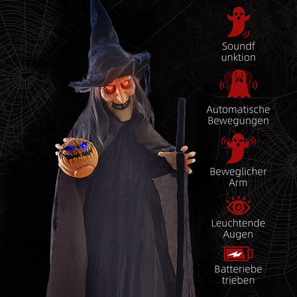 Animated Halloween Witch Decoration with Light-Up Eyes