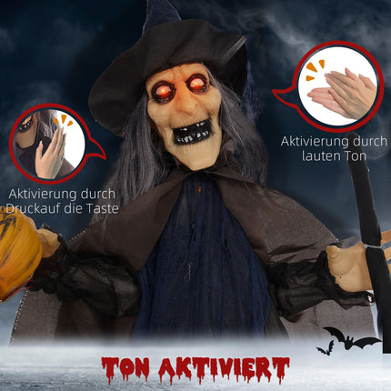 Animated Halloween Witch Decoration with Light-Up Eyes