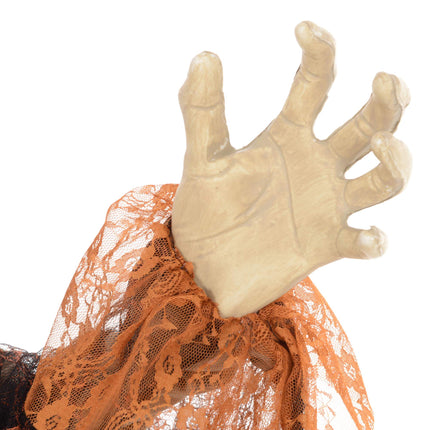 Pohyblivá halloweenská dekorace čarodějnice s červenýma očima, 183 cm