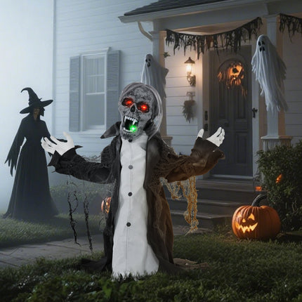 Pohyblivý halloweenský zombie kostlivec s pohyblivými pažemi