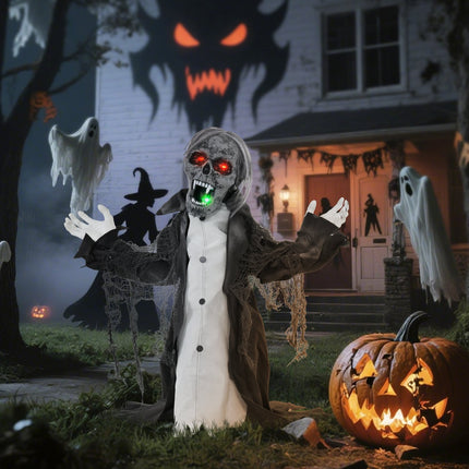 Pohyblivý halloweenský zombie kostlivec s pohyblivými pažemi