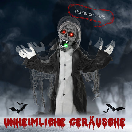 Pohyblivý halloweenský zombie kostlivec s pohyblivými pažemi