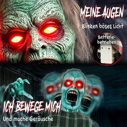 Animated Life-Size Halloween Zombie, 170 cm, Sound-Activated