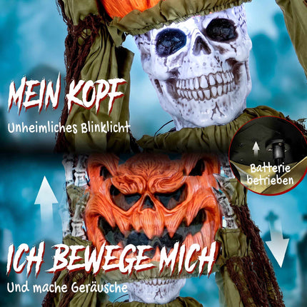 Animated Pop-Up Pumpkin Skeleton, 173 cm, Sound & Light