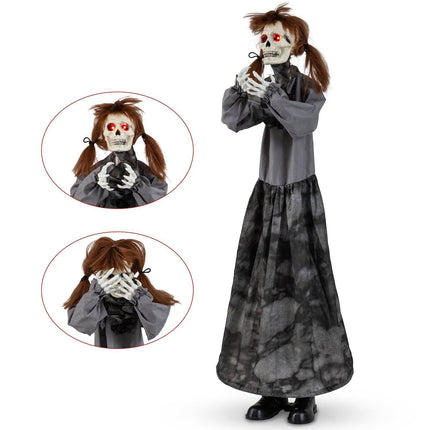 Animatronic Halloween Jumpscare Doll with Pop-Up Head, Sound Activated, 48 Inch