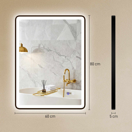 LED koupelnové zrcadlo proti zamlžení, stmívatelné, 80x60 cm