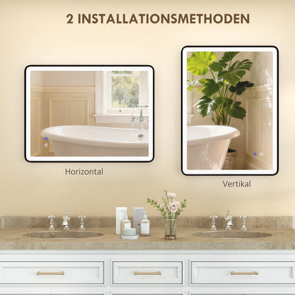 LED koupelnové zrcadlo proti zamlžení, stmívatelné, 80x60 cm