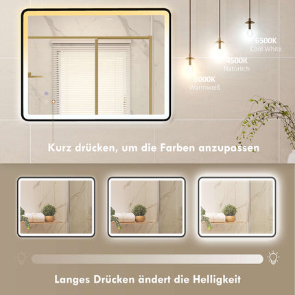 LED koupelnové zrcadlo proti zamlžení, stmívatelné, 80x60 cm
