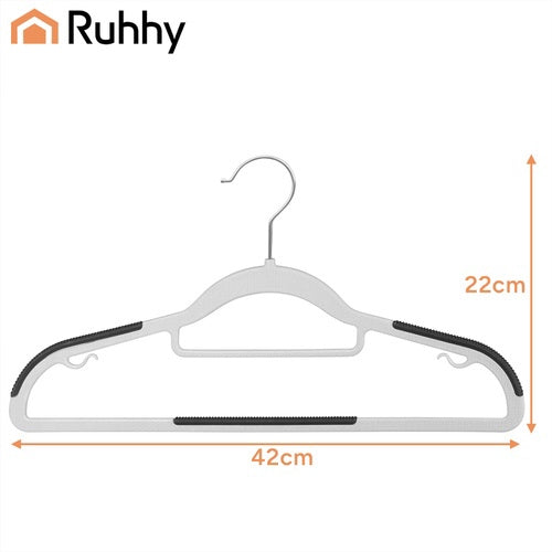 Antislip kledinghangers, 20 stuks, slank grijs, 42 cm