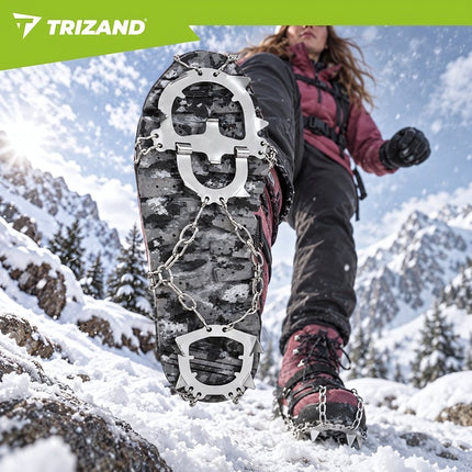 Anti-Slip Shoe Crampons Size M 35-39 with 12 Spikes, Velcro Straps, Case