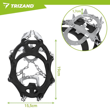 Anti-Slip Shoe Crampons Size XL 44-47 with 12 Spikes, Velcro Straps, Case