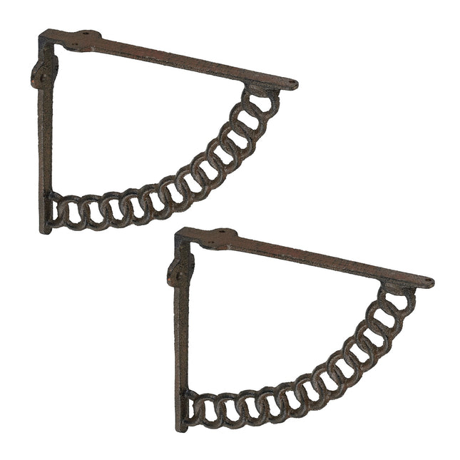 Antike gusseiserne Regalhalter, Kettendesign, 2er-Set