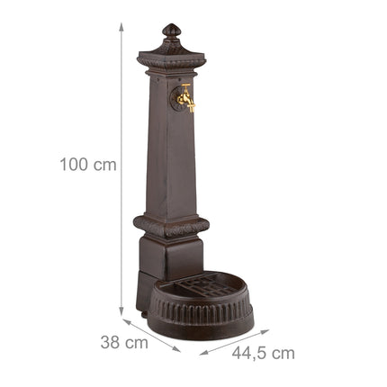 Sloupková fontána v antickém stylu s kohoutkem a mísou, 100 cm
