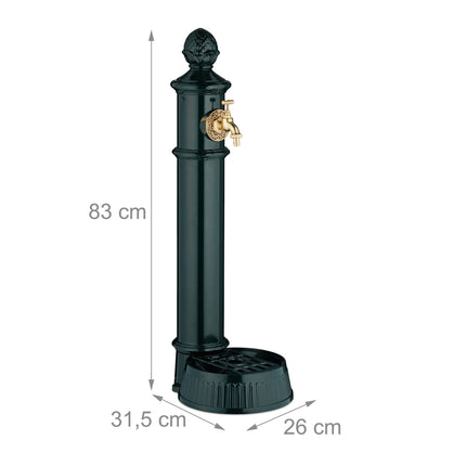 Sloupková fontána v antickém stylu s kohoutkem a mísou – 83 cm