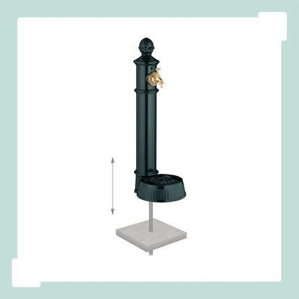 Sloupková fontána v antickém stylu s kohoutkem a mísou – 83 cm