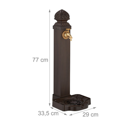 Zahradní sloupková fontána v antickém stylu s kohoutkem a mísou, 77 cm