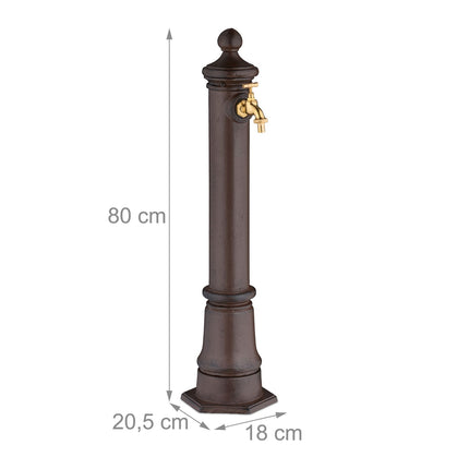 Kovová zahradní fontána v antickém stylu s kohoutkem, 80 cm