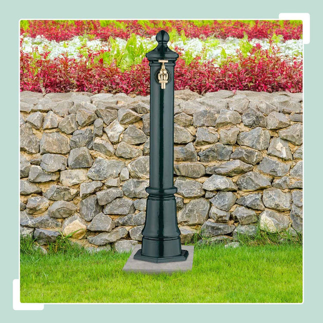 Kovová zahradní fontána v antickém stylu s kohoutkem, 80 cm