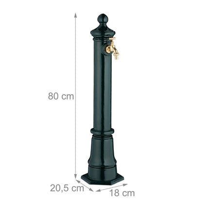 Kovová zahradní fontána v antickém stylu s kohoutkem, 80 cm