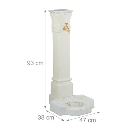 Kovová sloupková fontána v antickém stylu s kohoutkem, 93 cm