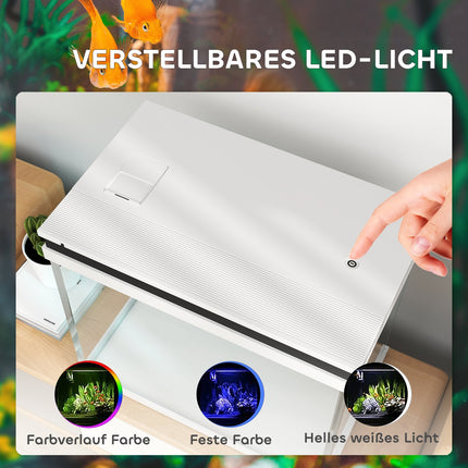 Akvárium, sklo 41L s filtrem, LED a čerpadlem – bílá
