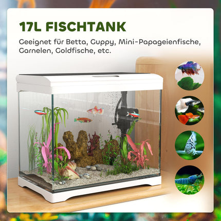 Tropické akvárium s LED, filtrem a pumpou, 17L, bílé