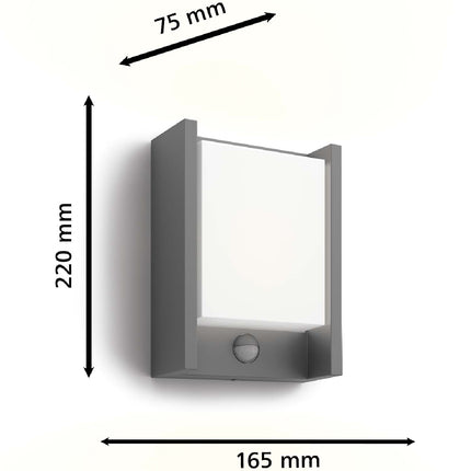 Arbor nástěnná lampa se senzorem Ultra Efficient LED 3.8W 800lm antracit