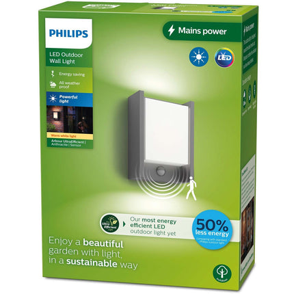 Arbor nástěnná lampa se senzorem Ultra Efficient LED 3.8W 800lm antracit