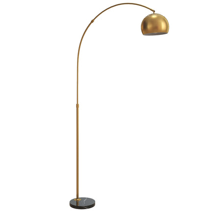 Oblouková stojací lampa, mramorová základna, 180 cm, černá/zlatá