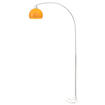 Oblouková stojací lampa s nožním vypínačem, mramorová základna, bílá/oranžová