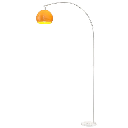 Oblouková stojací lampa s nožním vypínačem, mramorová základna, bílá/oranžová