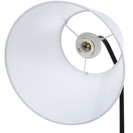 Skandinávská stojací lampa s dřevěným stolkem – bílá, 42x144Cm