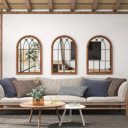 Arched Wall Mirror, Decorative Window Design, 60x90 cm