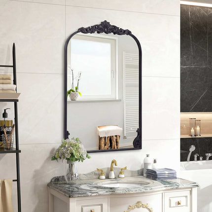Arched Wall Mirror with Baroque Gold Ornate Frame