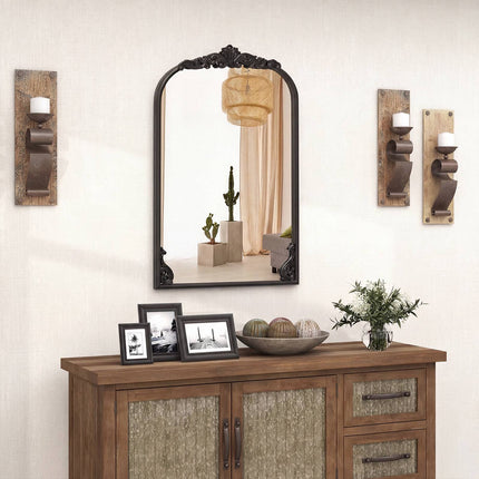 Arched Wall Mirror with Baroque Gold Ornate Frame