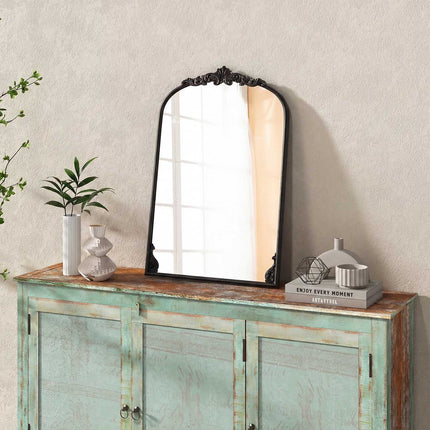Arched Wall Mirror with Baroque Gold Ornate Frame