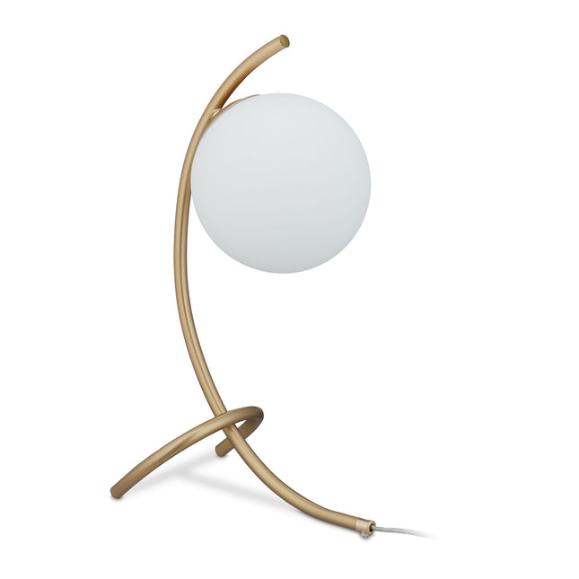 Oblouková stolní lampa s kulovým stínidlem