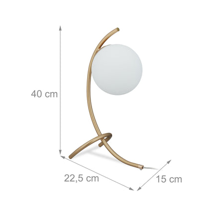 Oblouková stolní lampa s kulovým stínidlem