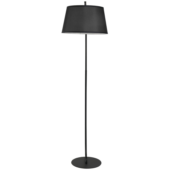 Modern metal arc floor lamp with black linen shade