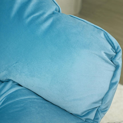 Sametové relaxační křeslo, čalouněné s boční kapsou - modrá