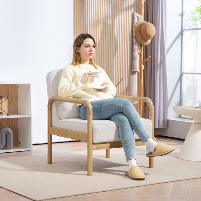 Čalouněné křeslo Bouclé – relaxace a čtení, bílé