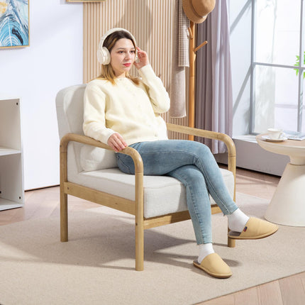 White Bouclé upholstered armchair - Relaxation & reading