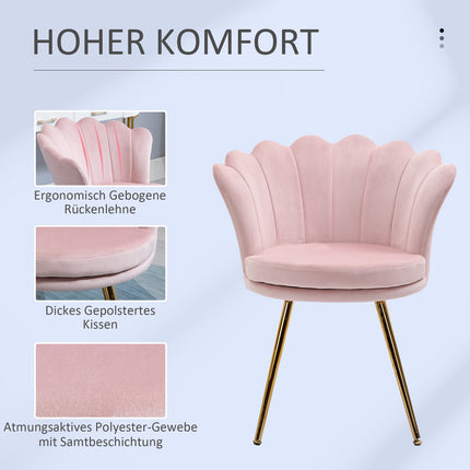 Pink Velvet Lounge Chair, Lotus Design, Metal Legs
